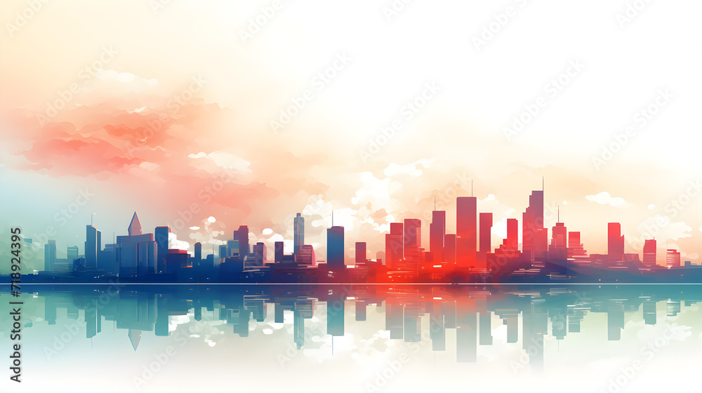 A painting of a cityscape with a city in the background,,
City, background, flat design, horizontal composition, architecture.
