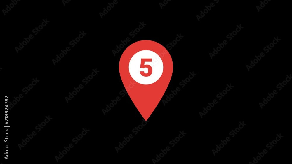 5 number Location Pin Animation with transparent background 5 number Location Pin Animation with transparent background