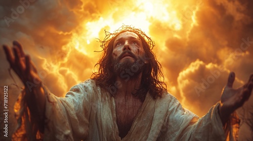 Jesus in the Sky: A Glorious Easter Sunrise Generative AI