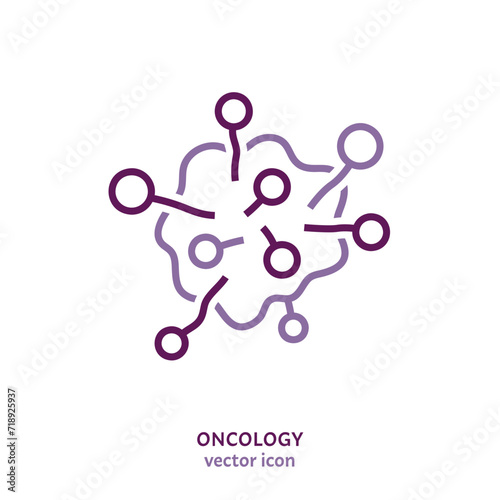 Molecular oncology linear pictogram. Branch of medicine symbol.