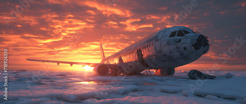 Airplane crash. Snowstorm Wrecked Plane 