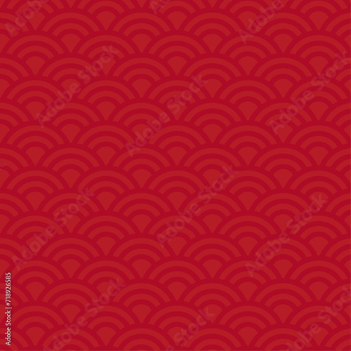 Traditional Red Seigaiha Pattern