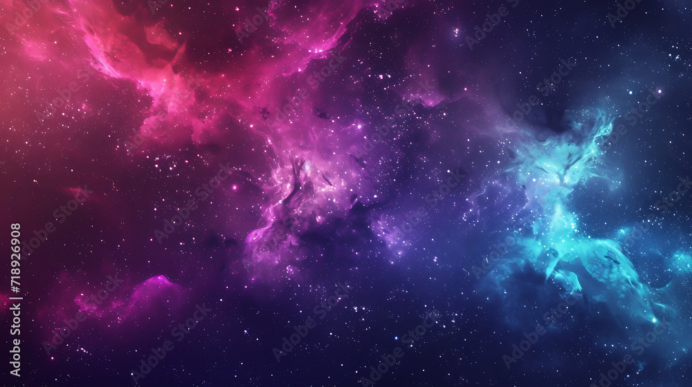 Galactic explosion of colors with a cosmic gradient in purples, blues, and pinks, complemented by a grainy texture for a space-themed event poster.