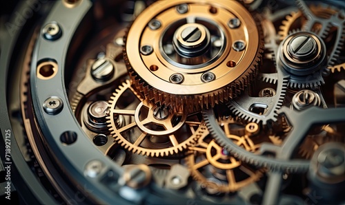 Close-Up View of Intricate Watch Mechanism Revealing Gears and Cogs