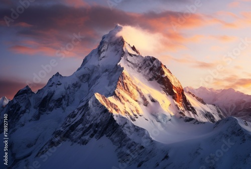 sun rising over an alpine mountain range with clouds in the sky