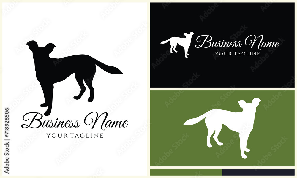 silhouette dog bulldog logo template