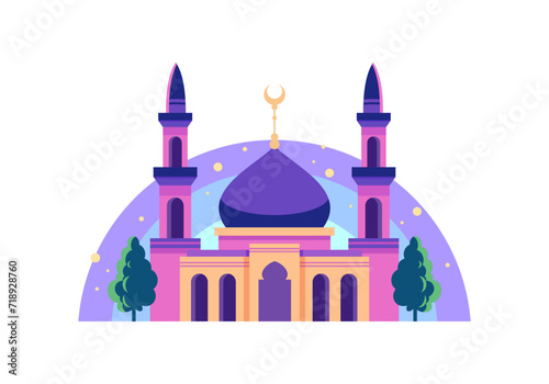 Simple Cute Small Mosque Illustration