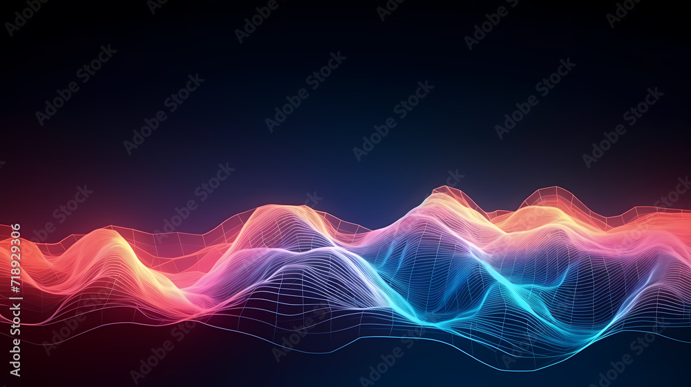 Obraz premium Futuristic technology background of digital glowing waves and network system