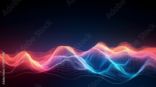 Futuristic technology background of digital glowing waves and network system