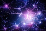 Illuminated neurons network, concept of brain activity and neurological research.
