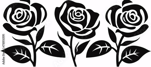 three roses in black and white