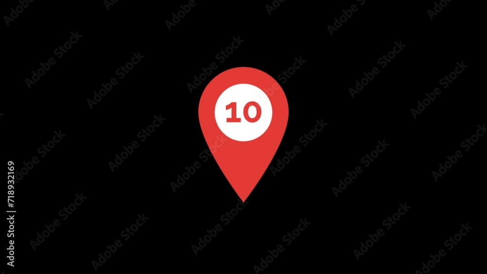 Ten Number Location Pin Animation with transparent background Ten Number Location Pin Animation with transparent background