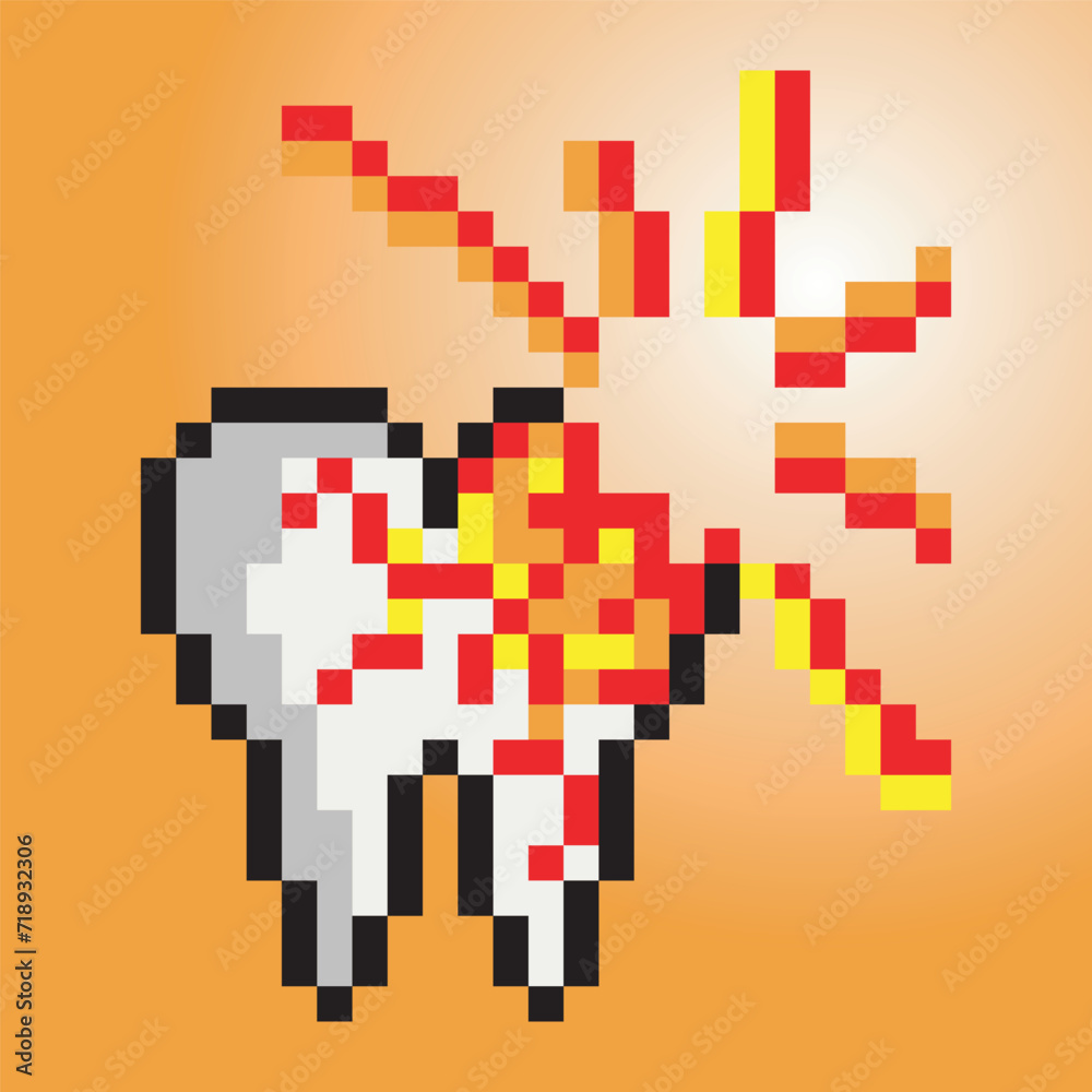 Toothache in pixel art style Toothache in pixel art style