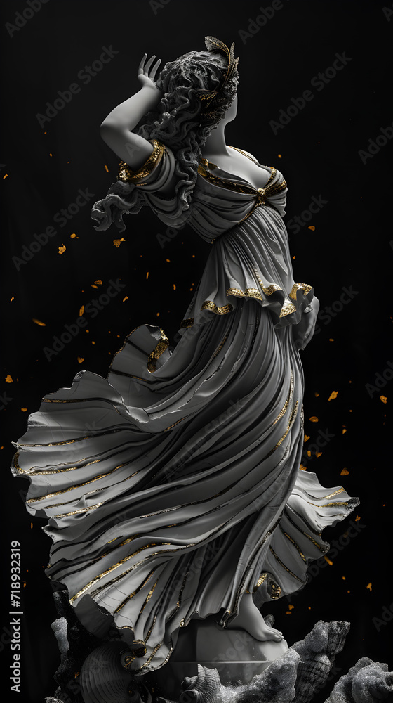 An enchanting image of a Roman Venus statue in black and white An enchanting image of a Roman Venus statue in black and white