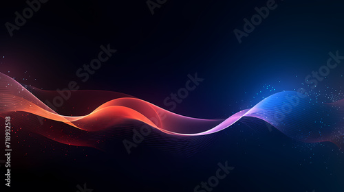 Futuristic technology background of digital glowing waves and network system