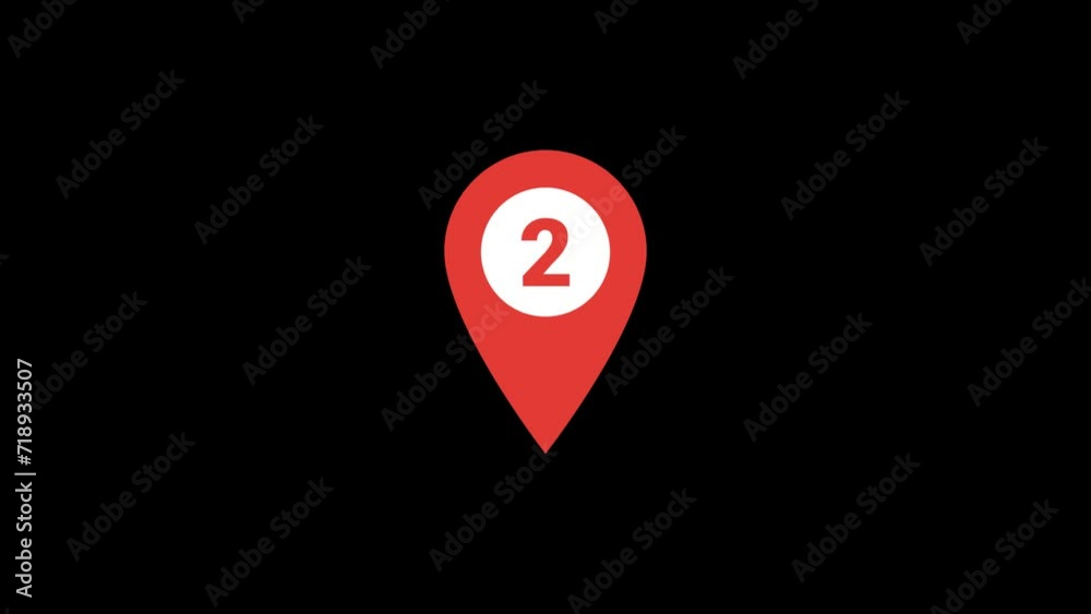 Two Number Location Pin Animation with transparent background Two Number Location Pin Animation with transparent background