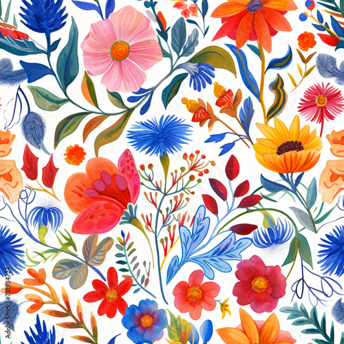 Seamless pattern of Colorful Floral Pattern Illustration. watercolor. Wrapping paper pattern