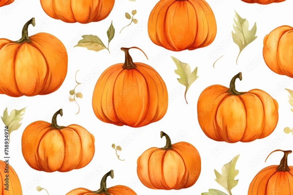 watercolor background of colorful pumpkins