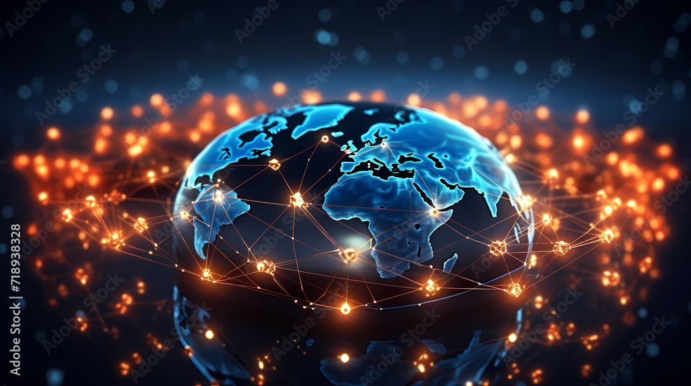 Abstract background of future network technology and network connections Abstract background of future network technology and network connections