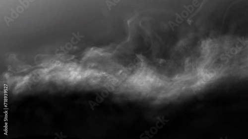 Abstract white smoke in slow motion. Smoke, Cloud of cold fog in light spot background. Light, white, fog, cloud, black background, 4k, ice smoke cloud. Floating fog