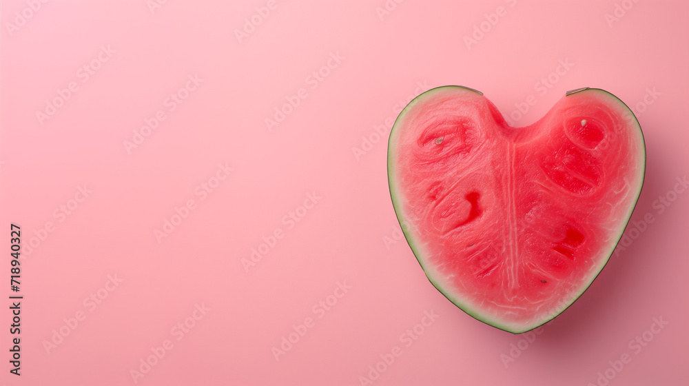 Heart shaped watermelon on a pink background Heart shaped watermelon on a pink background