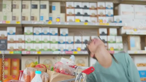 Woman checks an expensive shopping receipt and faints