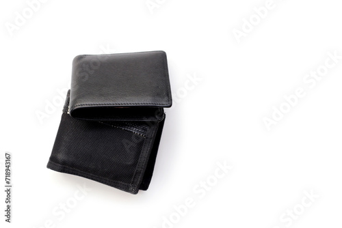 Black wallets on white background.