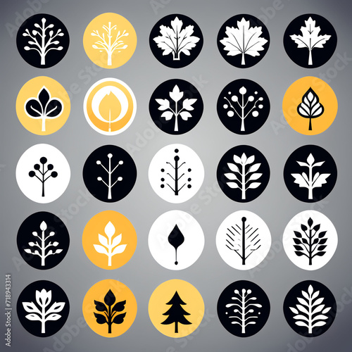 black and white icons set flat-vector-logo-no-color-icon-set
