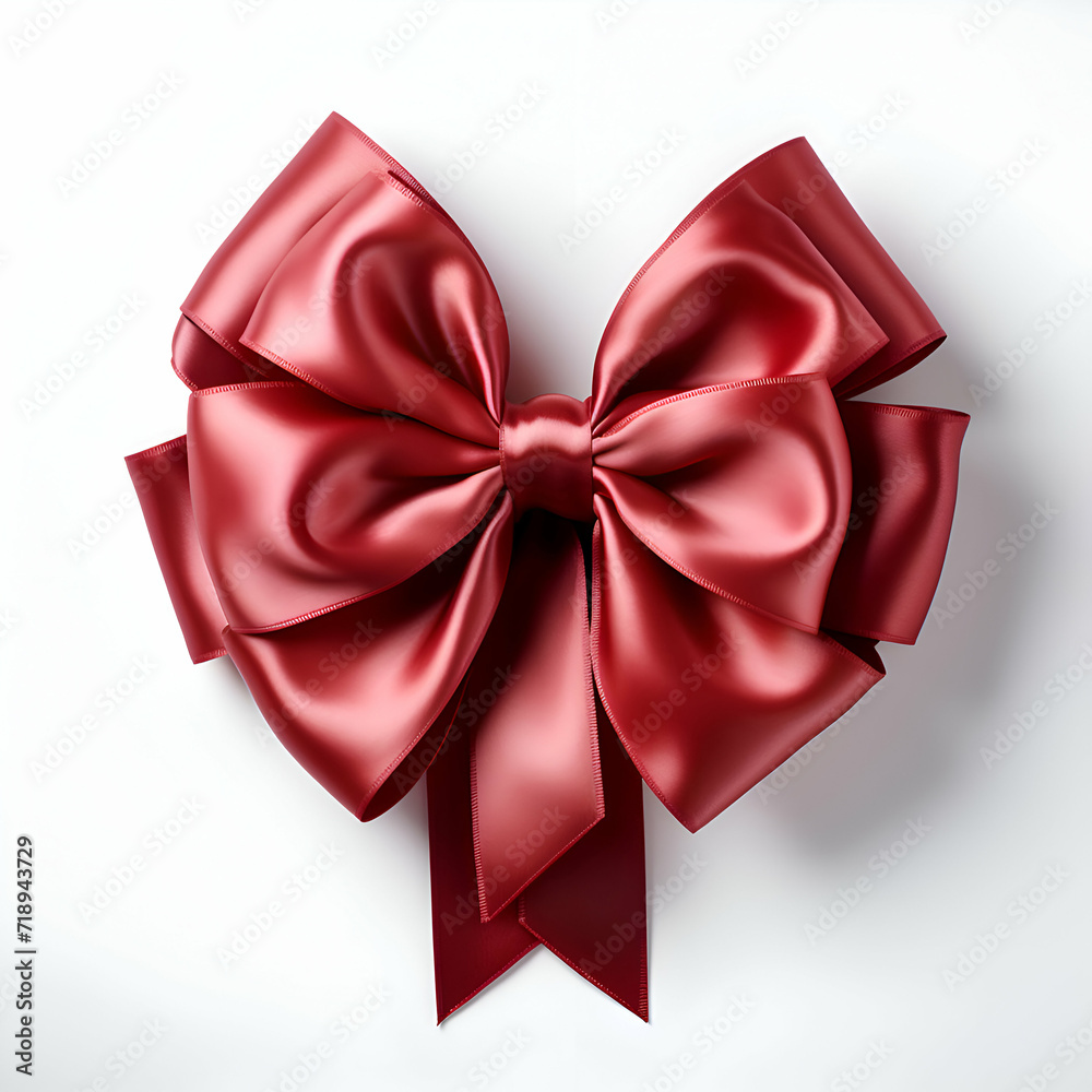 Red satin bow isolated on white background. 3D illustration. Red satin bow isolated on white background. 3D illustration.