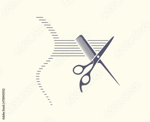 Barber, barbershop, hairdressing, hairdresser, coiffeur, haircutter. Business card.Logo.Scissors, having brush, razor, hair dryer,comb, straight razor, hair clipper. Flat vector illustration. Isolated
