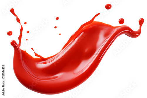 Red ketchup PNG splashes or Tomato sauce isolated on Transparent and white background  - clipping path Ketchup template - Food Restaurant Advertising photo