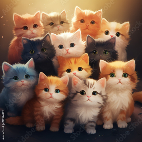 illustration, Cat, cute