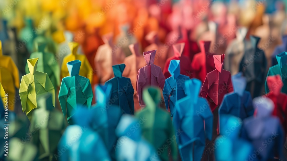 Obraz premium United and Diverse Origami Figures
