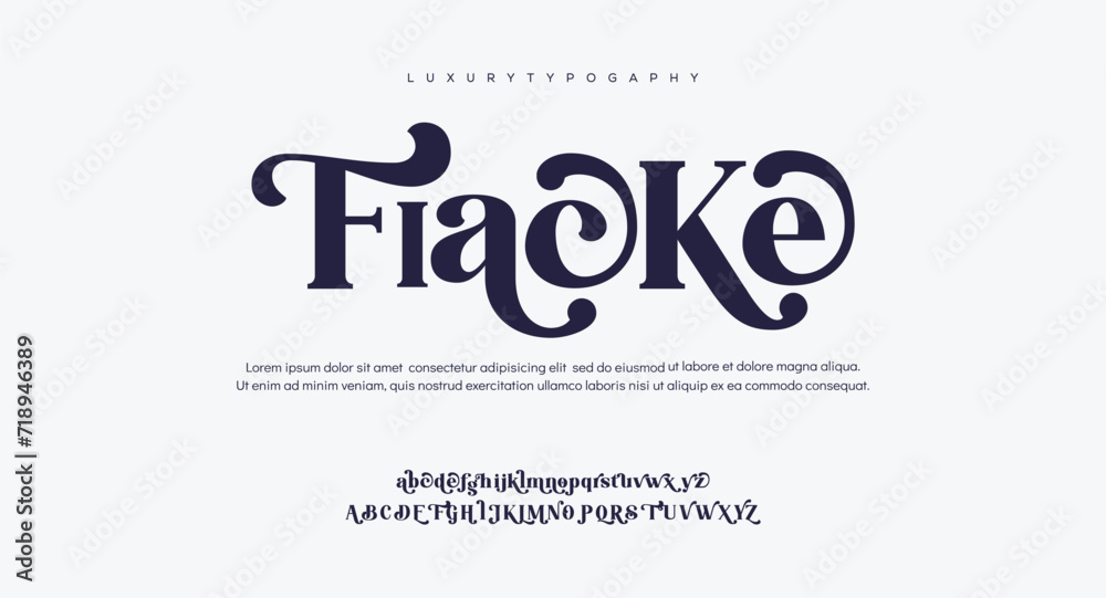  Fiacke Elegant  Classic sans serif typeface. Typography uppercase fonts set design, vector illustration a to z.