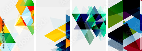 Colorful bright triangles with various colors and transparencies. Vector illustration For Wallpaper, Banner, Background, Card, Book Illustration, landing page