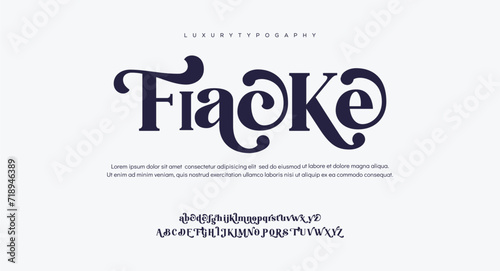  Fiacke Elegant Classic sans serif typeface. Typography uppercase fonts set design, vector illustration a to z.