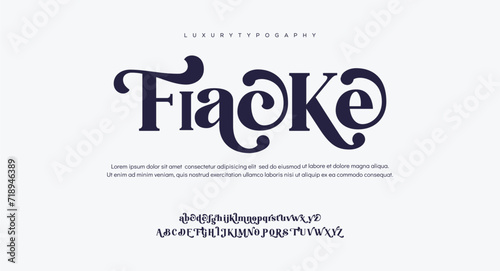  Fiacke Elegant  Classic sans serif typeface. Typography uppercase fonts set design, vector illustration a to z.