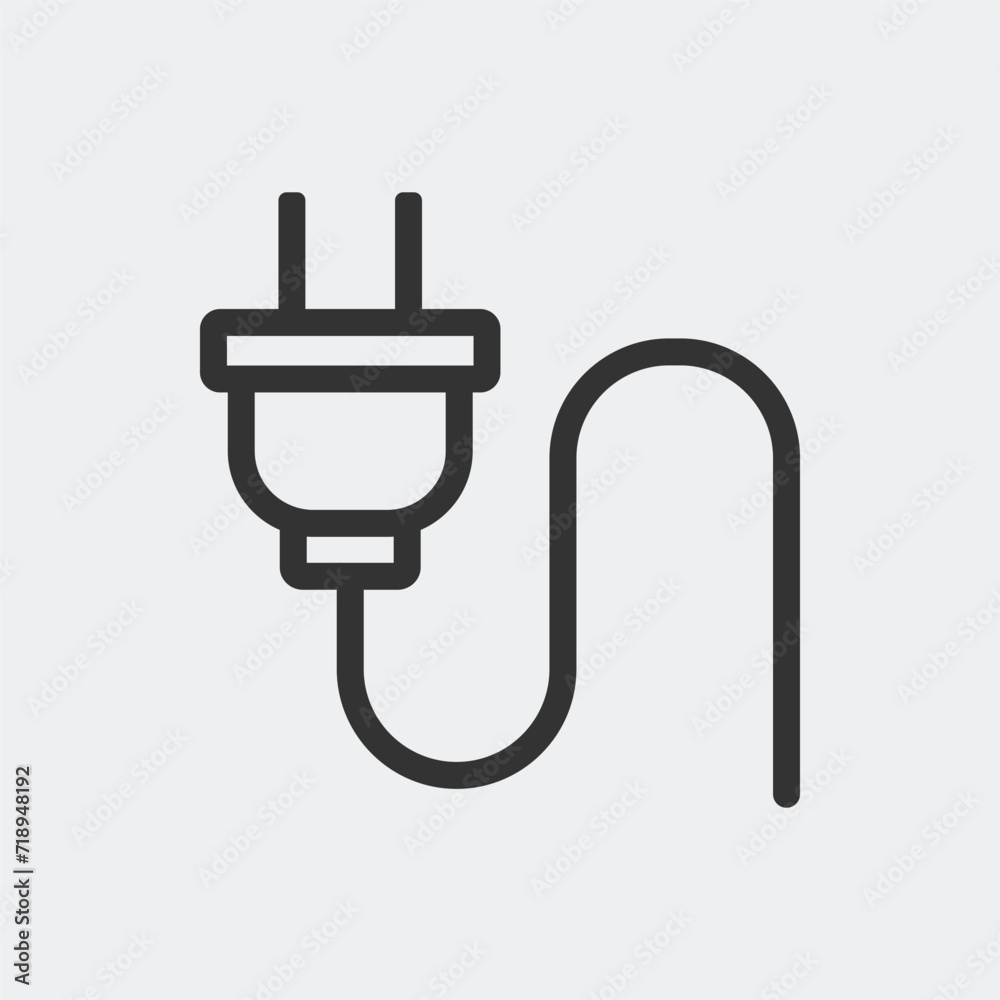 Electric plug flat vector icon. Electric cable sign symbol vector. energy, electric, plug, charger flat style symbol. Simple icon for graphic, web, ui ux, mobile design Electric plug flat vector icon. Electric cable sign symbol vector. energy, electric, plug, charger flat style symbol. Simple icon for graphic, web, ui ux, mobile design