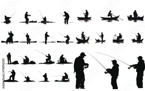 fishing silhouettes set