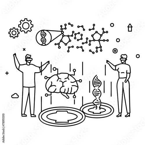 Stem cell-derived brain organoids vector icon design, robotic science symbol, special purpose machine sign, Humanoid robot stock illustration, Decoding human brain activity with deep learning concept