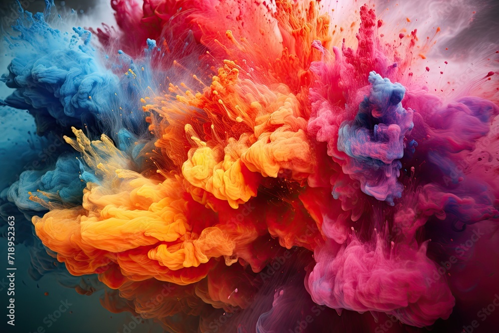 Explosion of colored powder on white background  Explosion of colored powder on white background