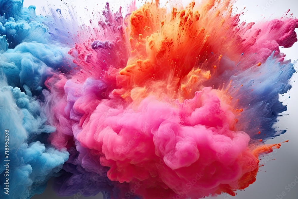 Fototapeta premium Colorful powder explosion on white background.