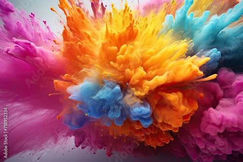 Explosion of colored powder on white background Explosion of colored powder on white background