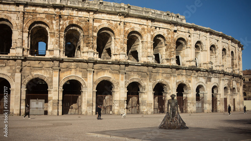 View of the Roman arena of Nimes in southern France