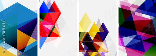 Colorful bright triangles with various colors and transparencies. Vector illustration For Wallpaper  Banner  Background  Card  Book Illustration  landing page