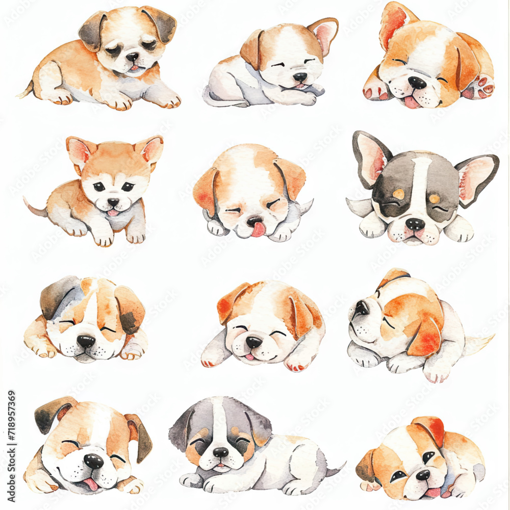 Vector hand drawn puppy collection Vector hand drawn puppy collection