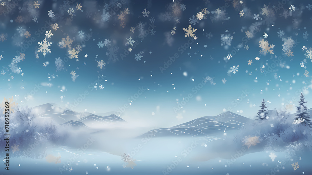 Wonderful scene formed by snowflakes, winter background