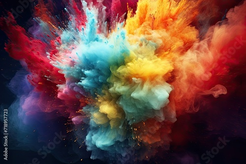Colorful powder explosion on abstract background.