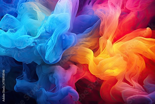 Colorful abstract acrylic smoke on water background.