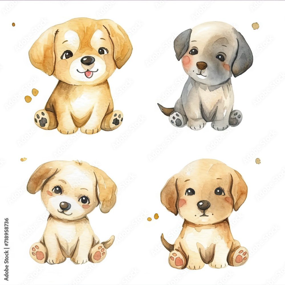 Vector hand drawn puppy collection Vector hand drawn puppy collection
